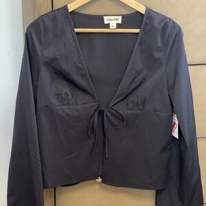 Open Edit Tie Front Satin Top